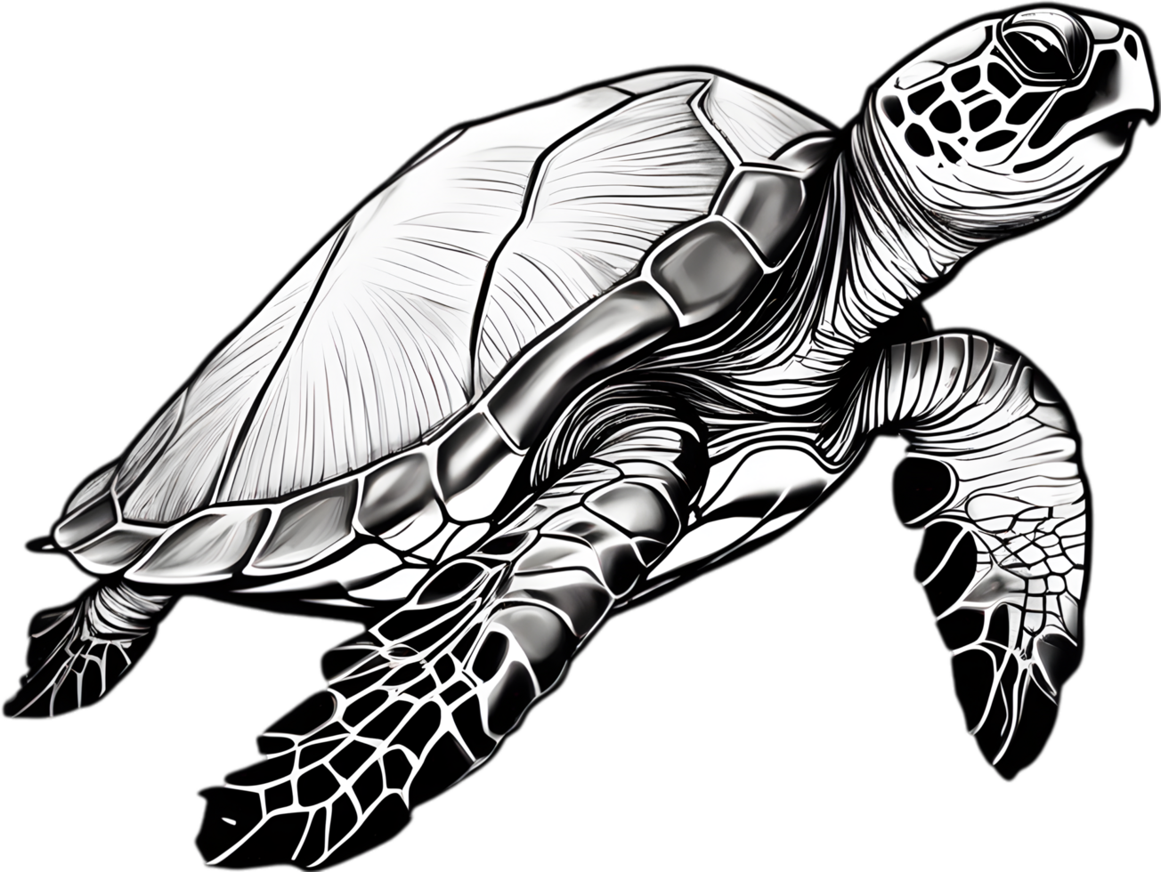 Majestic sea turtle glides in water. AI-Generated. png