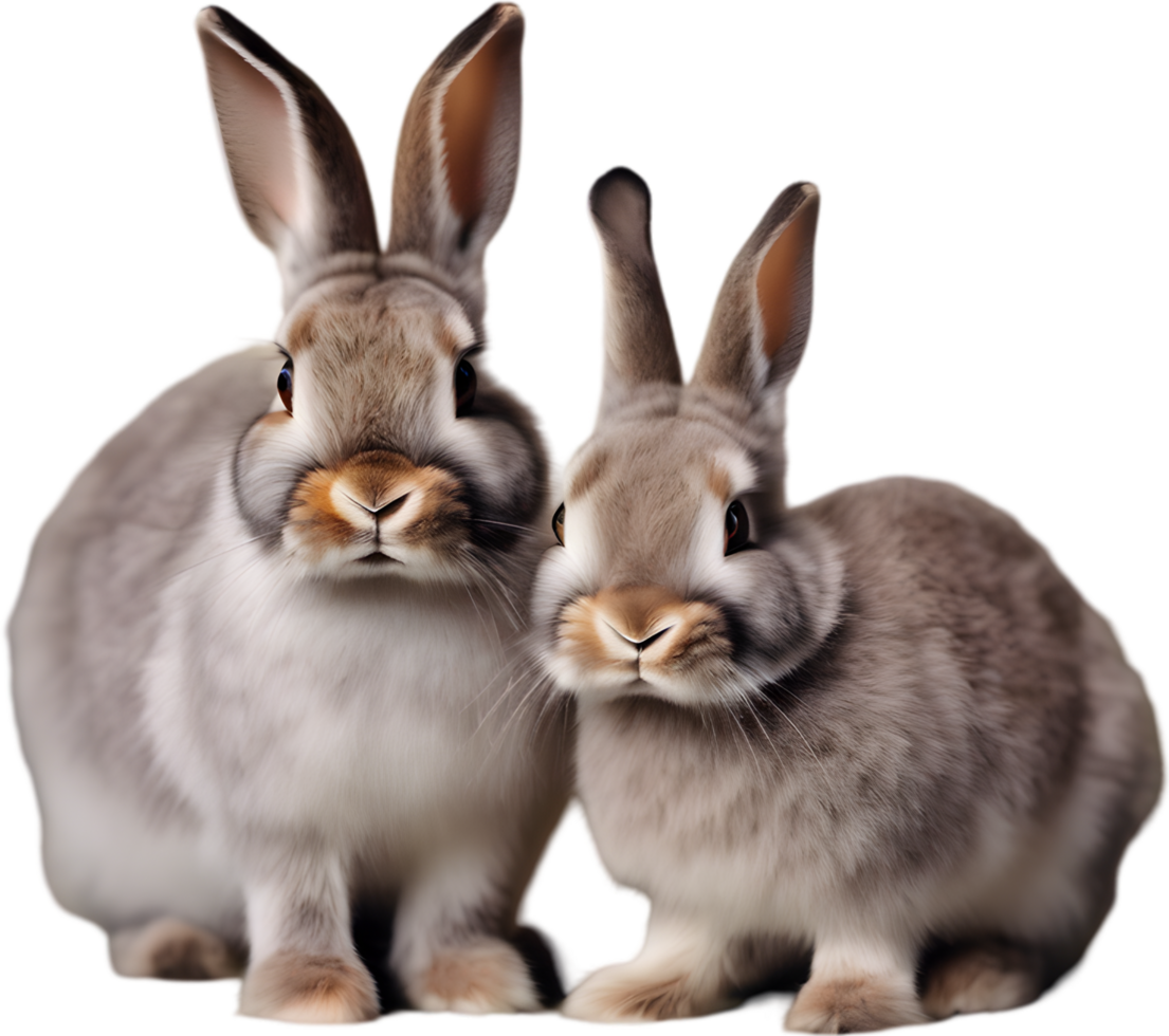 Adorable rabbit family poses for a portrait. AI-Generated. png