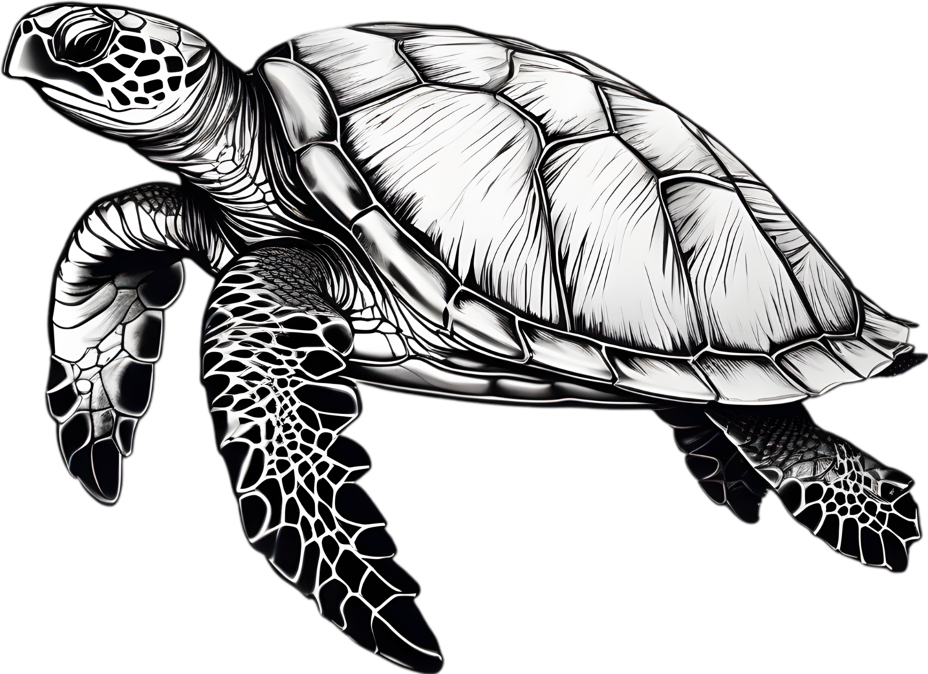 Majestic sea turtle glides in water. AI-Generated. png