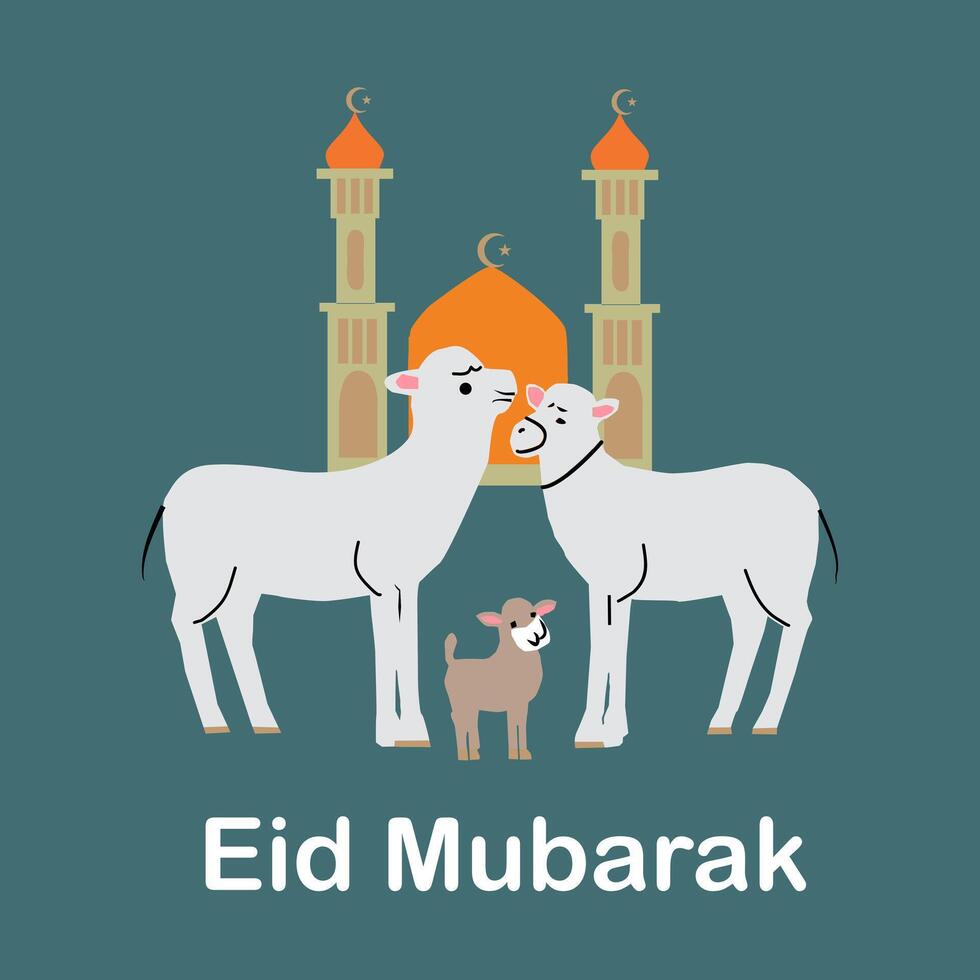 Eid Al Adha festival. Greeting card with sacrificial sheep vector