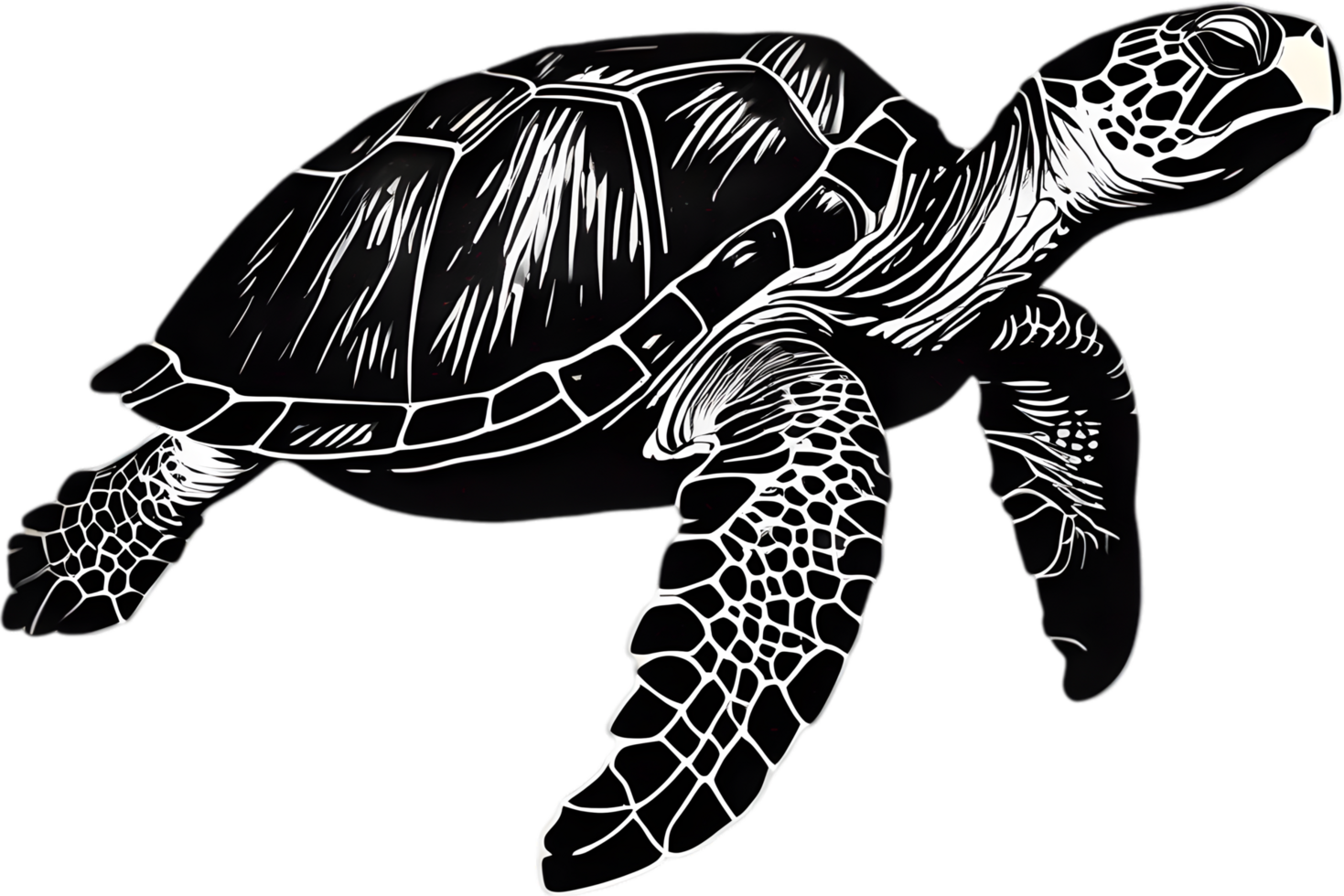 Majestic sea turtle glides in water. AI-Generated. png