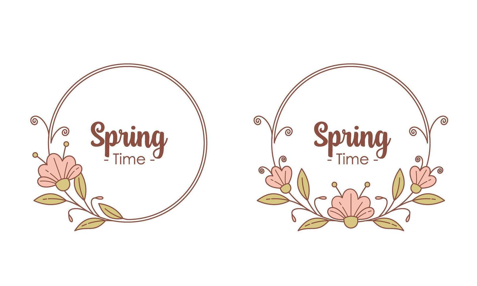 Spring Time Doodle Floral Frames with Fresh Flower Vintage Concept vector