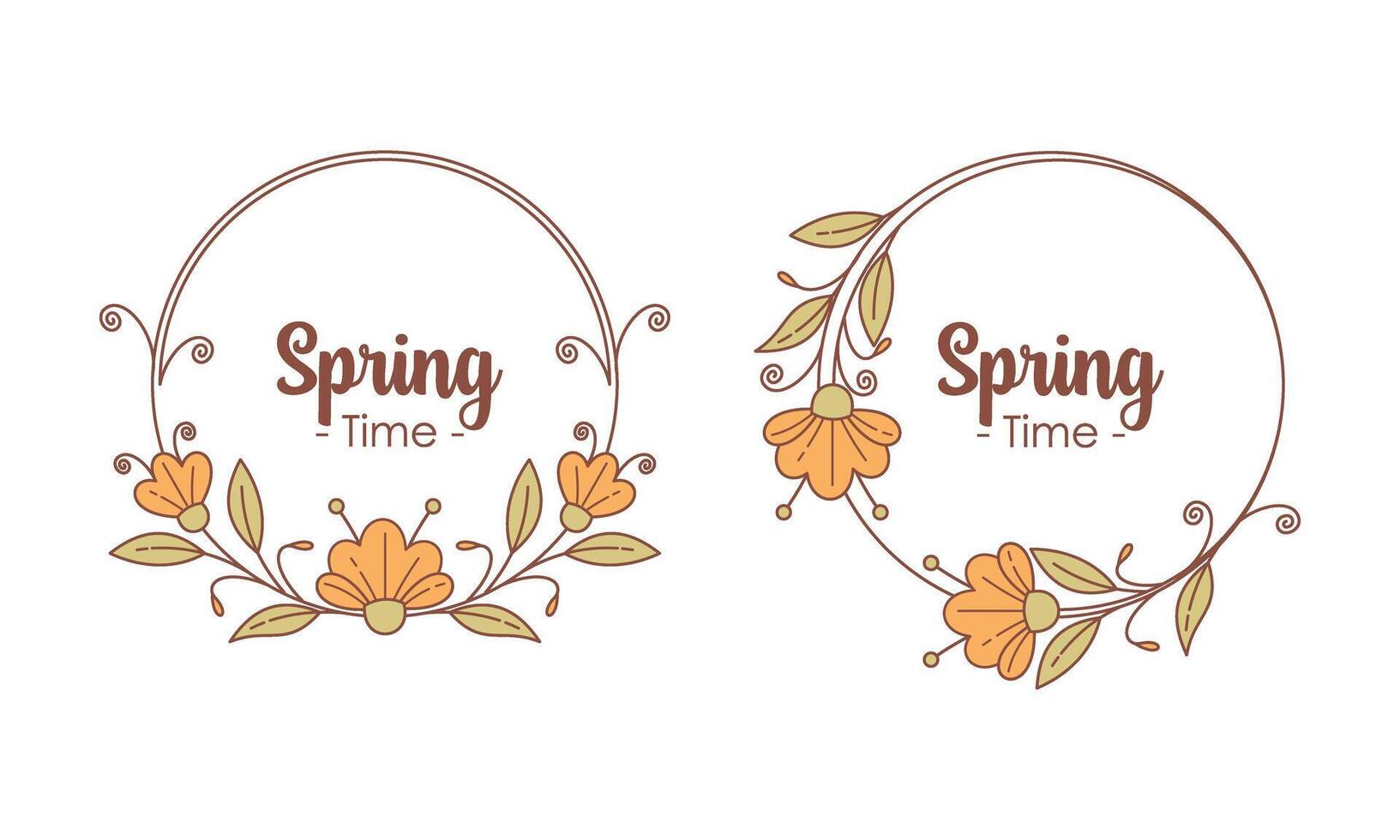 Spring Time Doodle Floral Frames with Fresh Flower Vintage Concept vector