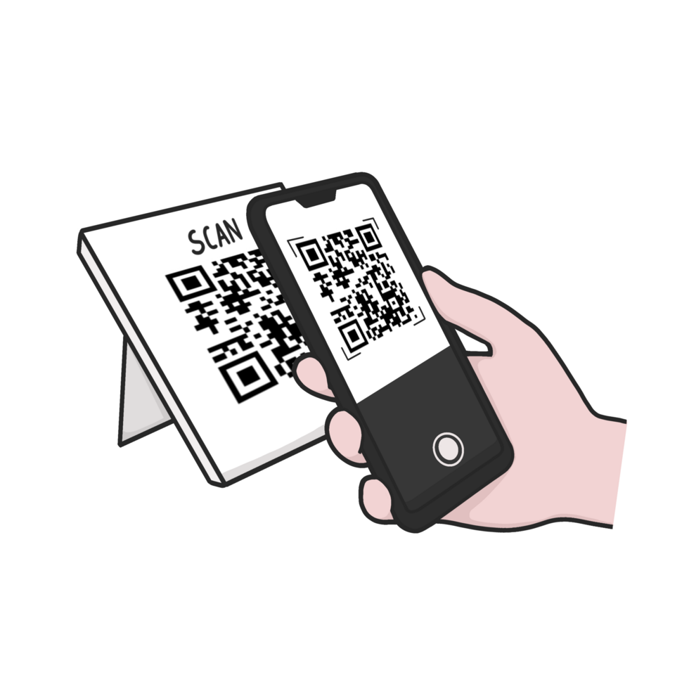 Barcode qr Scan mit Telefon transparent Hintergrund png