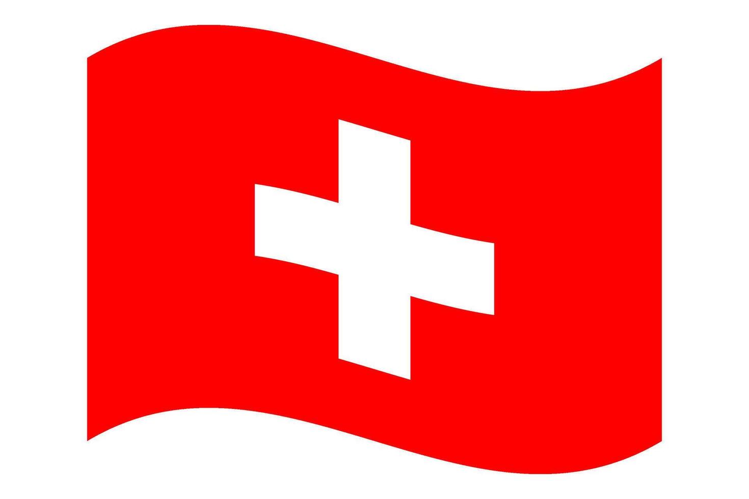 Wavy flag of Switzerland, isolated on transparent background. Swiss flag vector