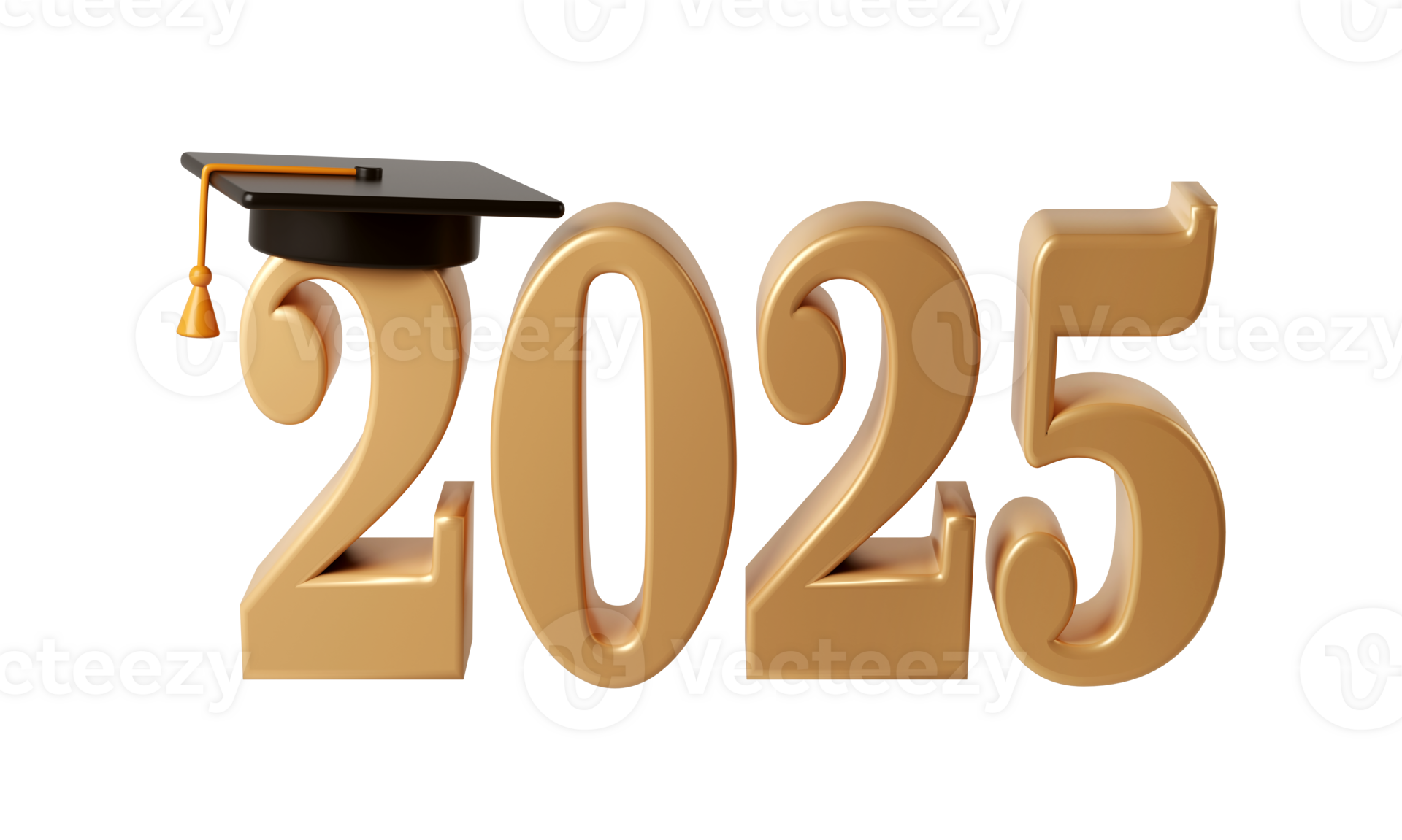 Class of 2025 3d icon. Congratulation graduates design template with