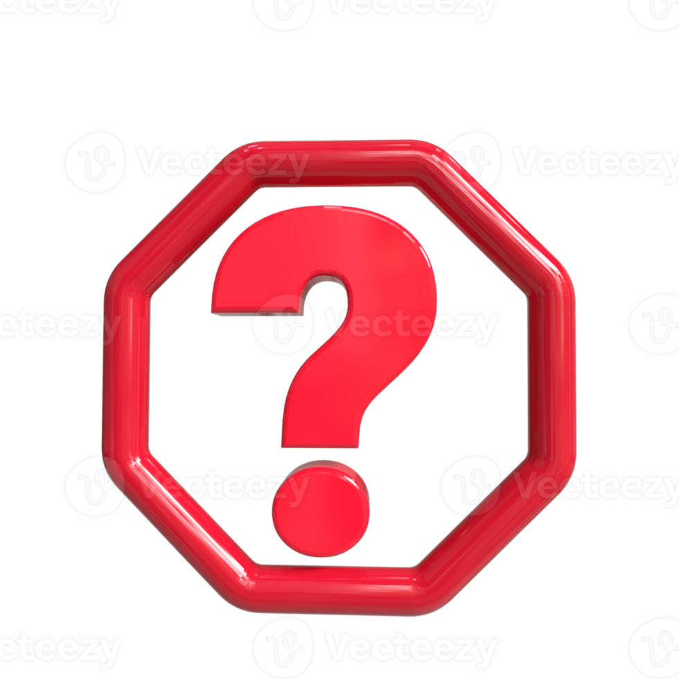 3D Realistic question sign in hexagon png