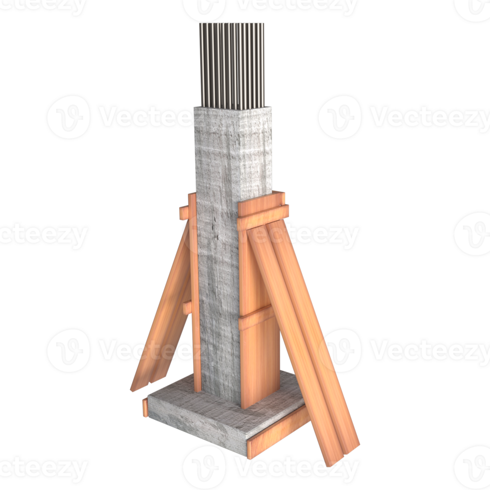 3d RCC columns rendering, concrete columns under construction. column shuttering. rod in columns. png