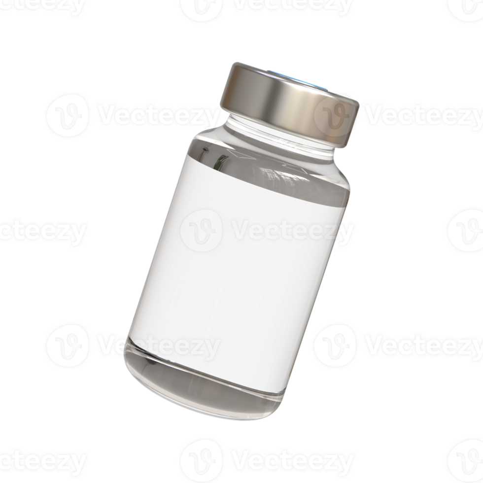3D Realistic Bottle of vaccine. Coronavirus Vaccine, Injections, Hyaluronic Acid Closeup Isolated. Drug Ampoule Design Template, Mockup. Vaccination concept. png