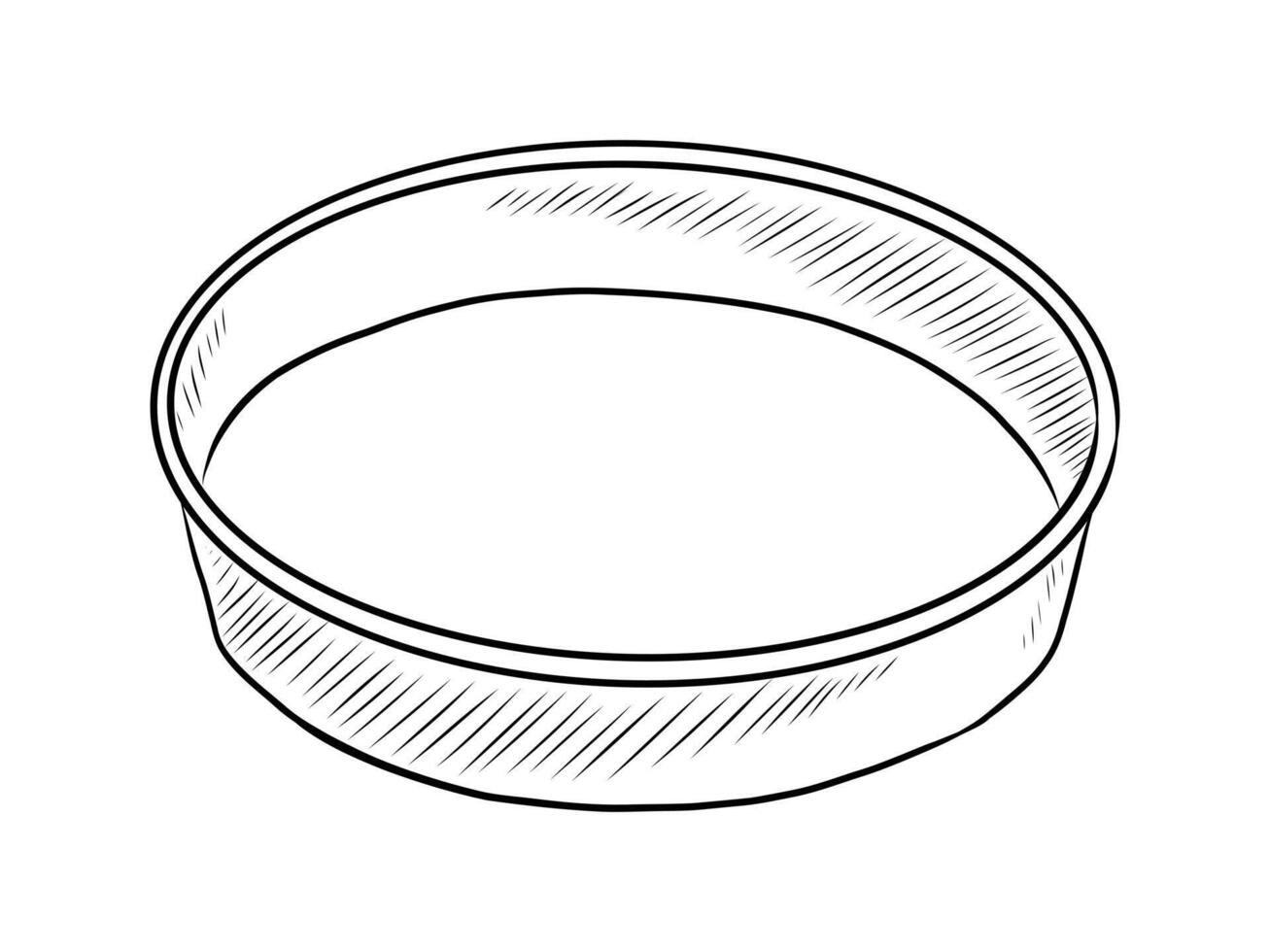 BLACK AND WHITE CONTOUR DRAWING OF A BAKING TRAY vector