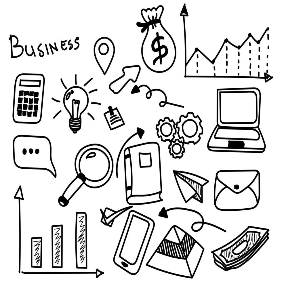 Hand drawn business doodle . Very suitable for designs on financial themes, money, achievements, targets and others. vector