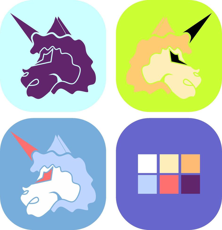 set of funny cartoon heads unicorn in many variation and color pallete that use for this icon vector