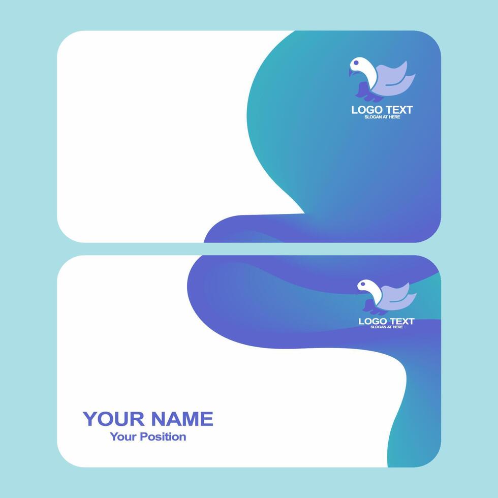 Front and back side of design bussiness card identity, with gradient wave lines ornament vector