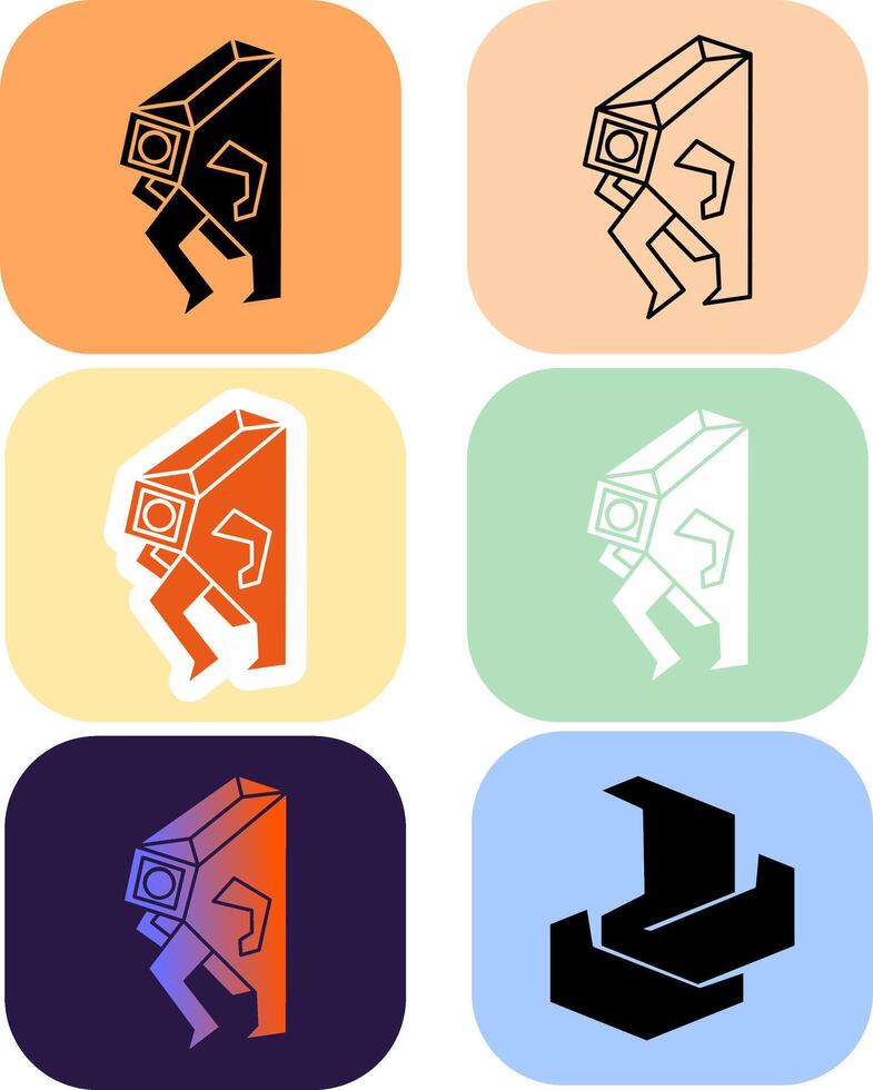 I created a combination concept between a boxes man and a CCTV camera face, made in several color concepts vector