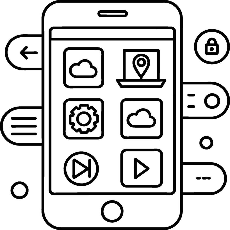 Hand draw technology sketch icon doodle set design for coloring book. Technology icon coloring pages vector