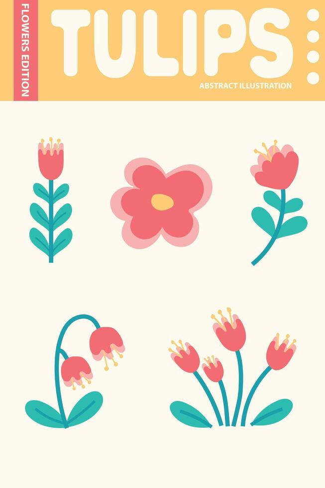 Tulips Abstract Illustration. Hand drawing flower illustration. Simple flower elements. vector