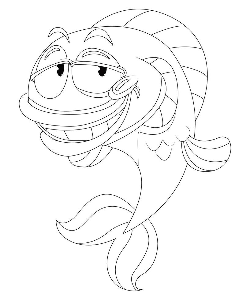 unique and Cute Fish Coloring page for kids vector