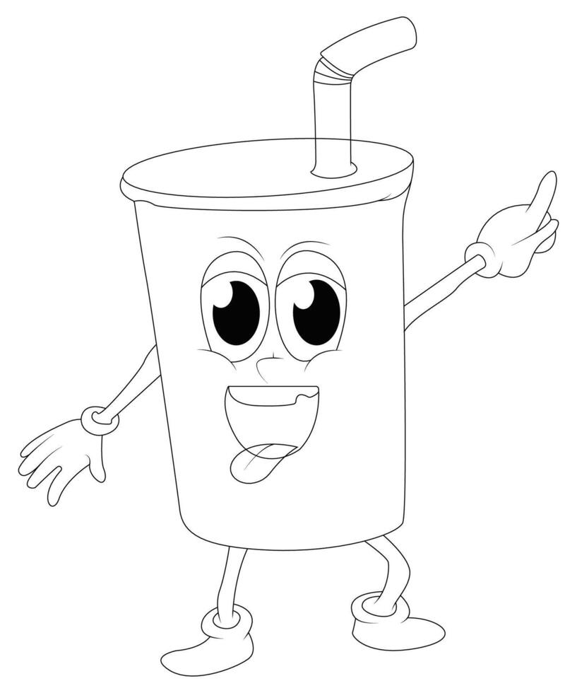Funny Food and Snacks coloring page for kids and adults vector
