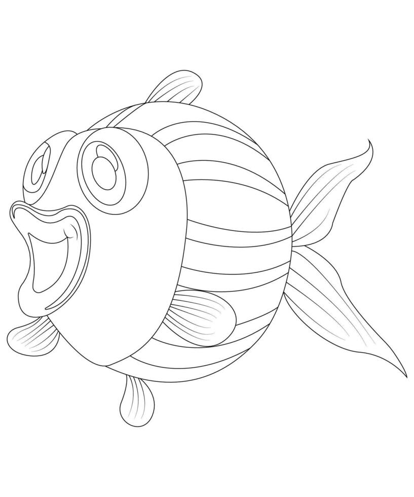 unique and Cute fish Coloring page for kids vector
