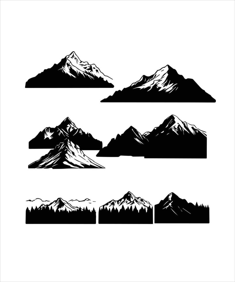 mountain silhouette icon set for logo Free vector