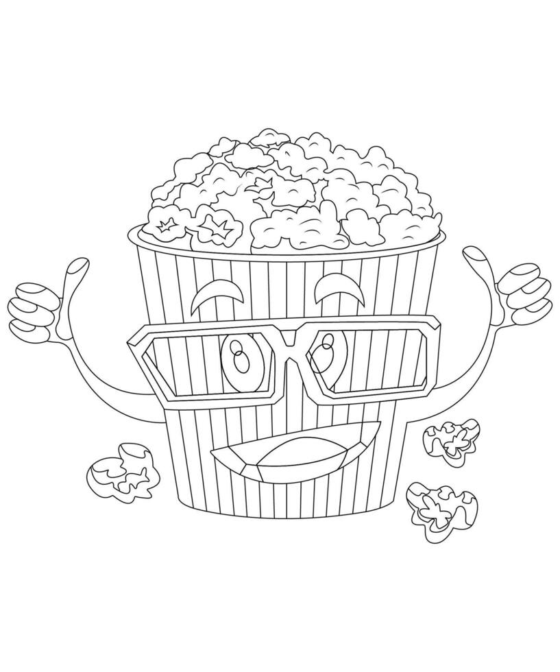 Funny Food and Snacks coloring page for kids and adults vector