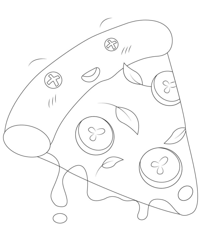 Funny Food and Snacks coloring page for kids and adults vector