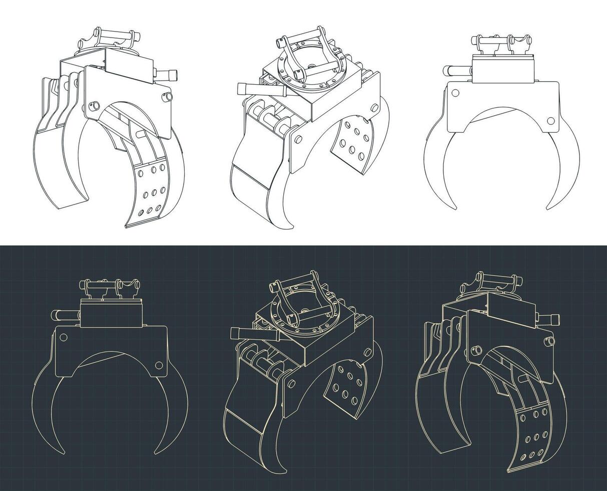Wood gripper blueprints vector