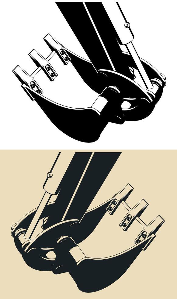 Excavator bucket illustrations vector
