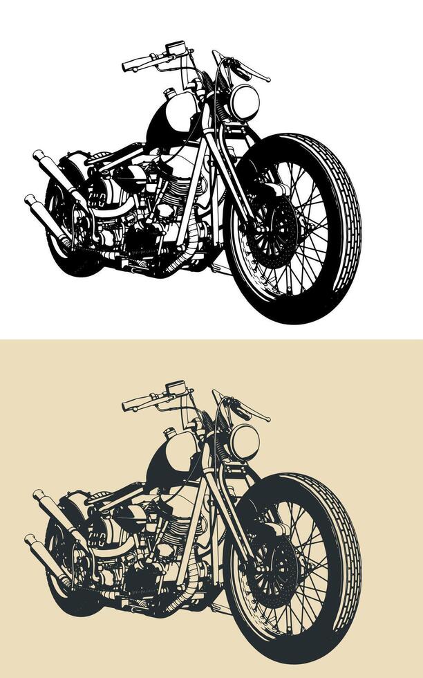 Vintage motorcycle illustrations vector