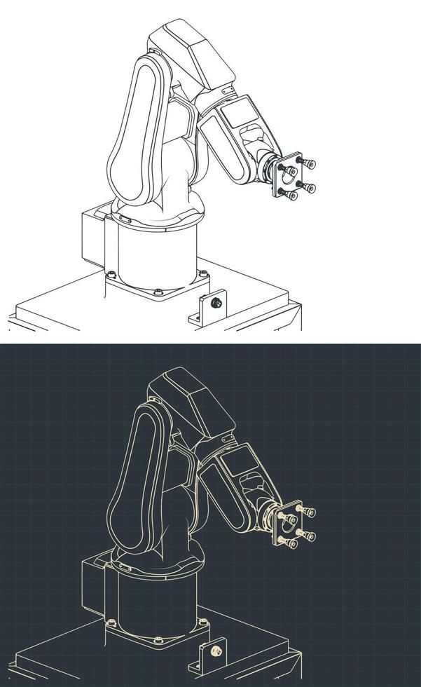 Robot with suction cups blueprints vector
