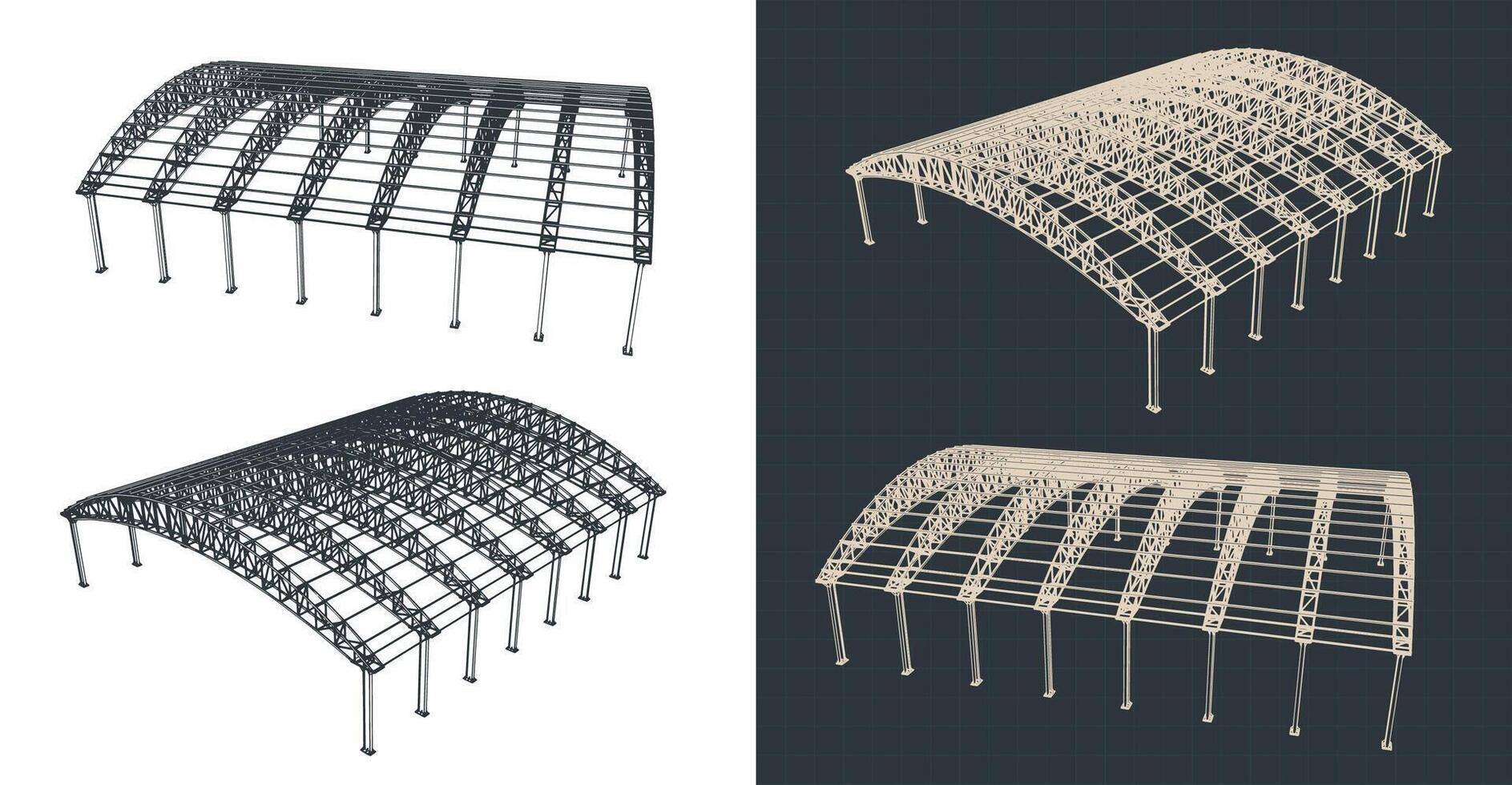 Large hangar drawings vector