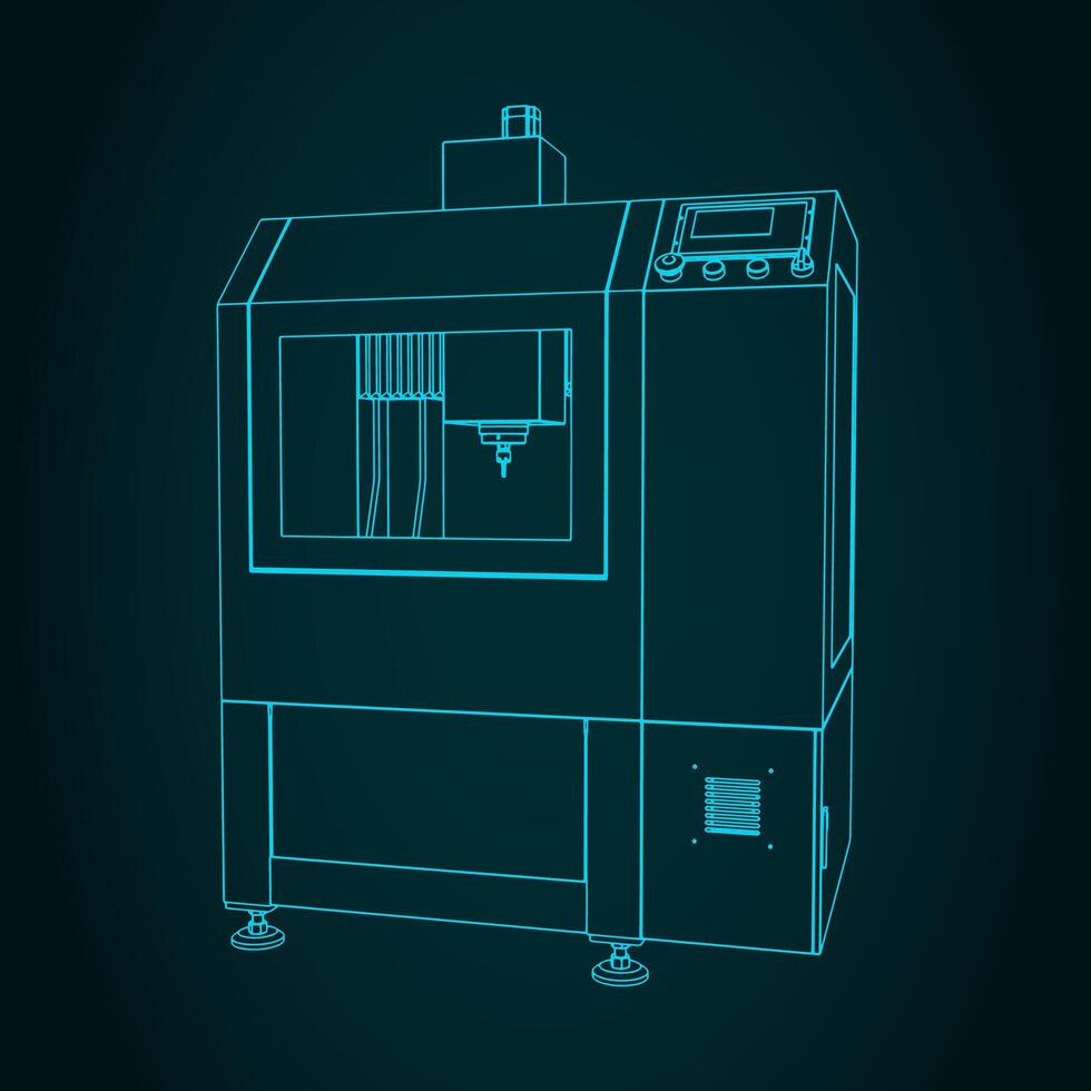 CNC turning milling machine illustration vector