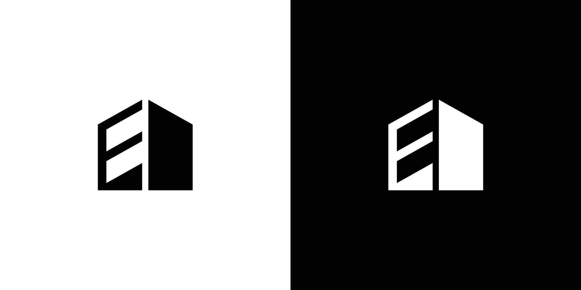The E house logo design is unique and modern vector