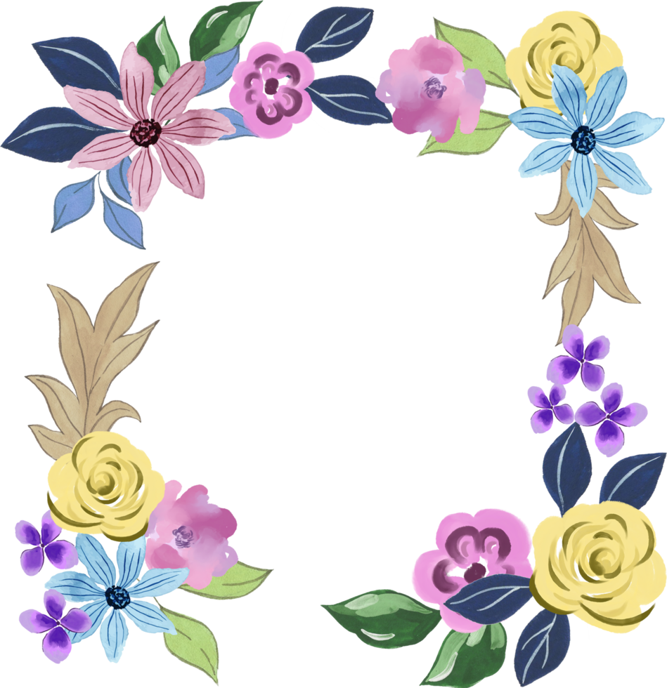 Greetings template card flower frame border banner png