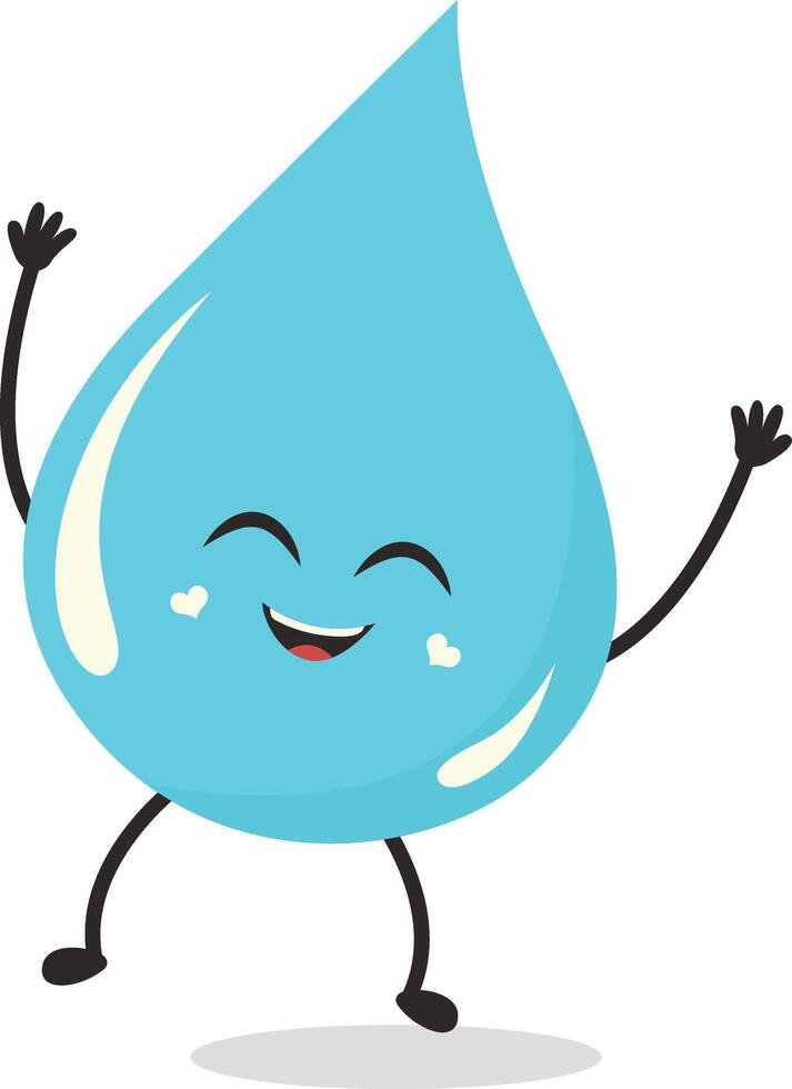 Cute Cartoon Water Drop Character. Illustration Isolated on White Background. vector