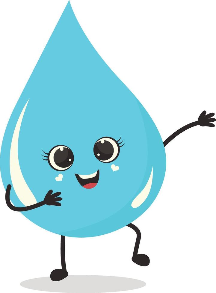 Cute Cartoon Water Drop Character. Illustration Isolated on White Background. vector