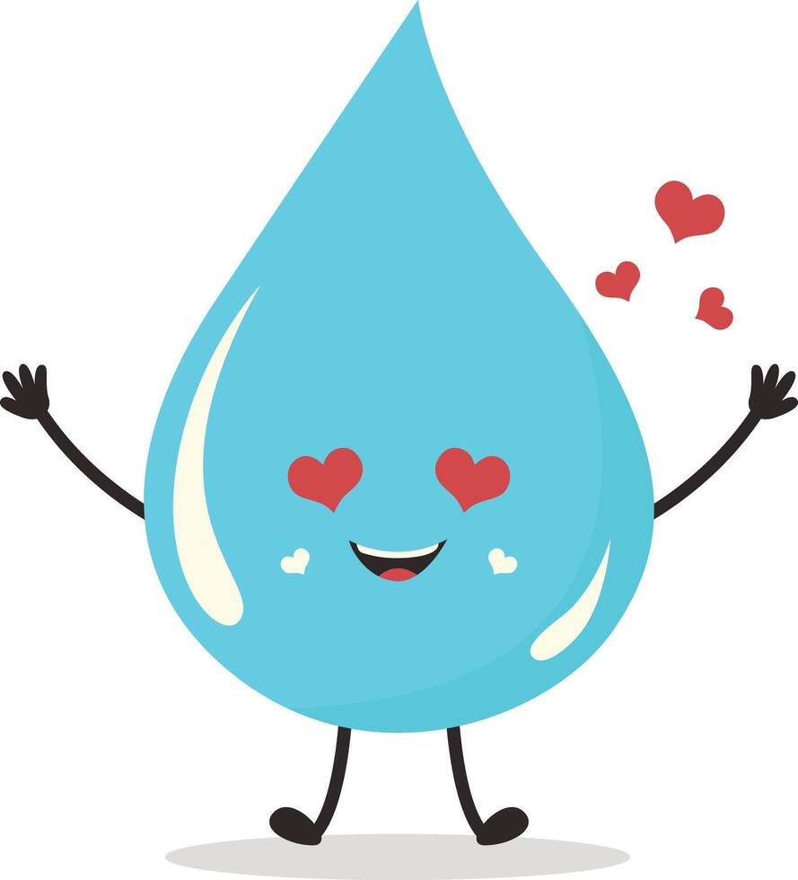 Cute Cartoon Water Drop Character. Illustration Isolated on White Background. vector