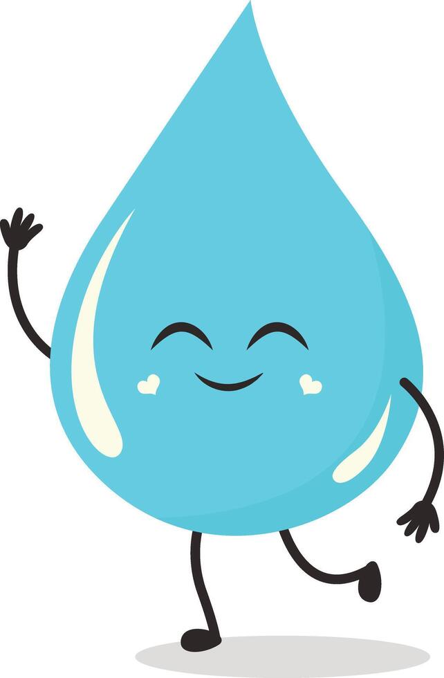 Cute Cartoon Water Drop Character. Illustration Isolated on White Background. vector