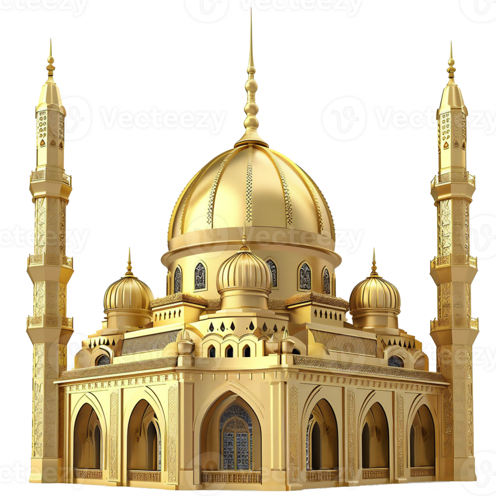 illustration of a gold mosque png