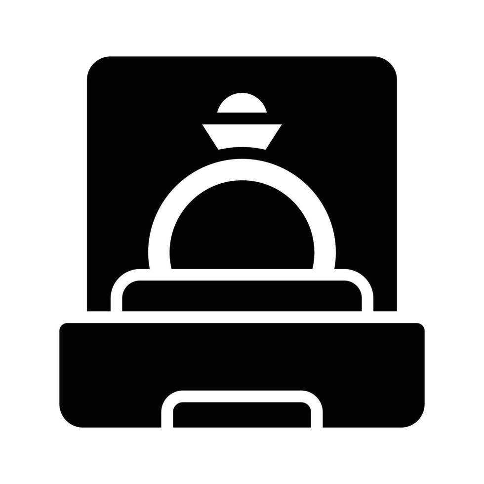 Engagement ring inside case, icon of proposal ring vector