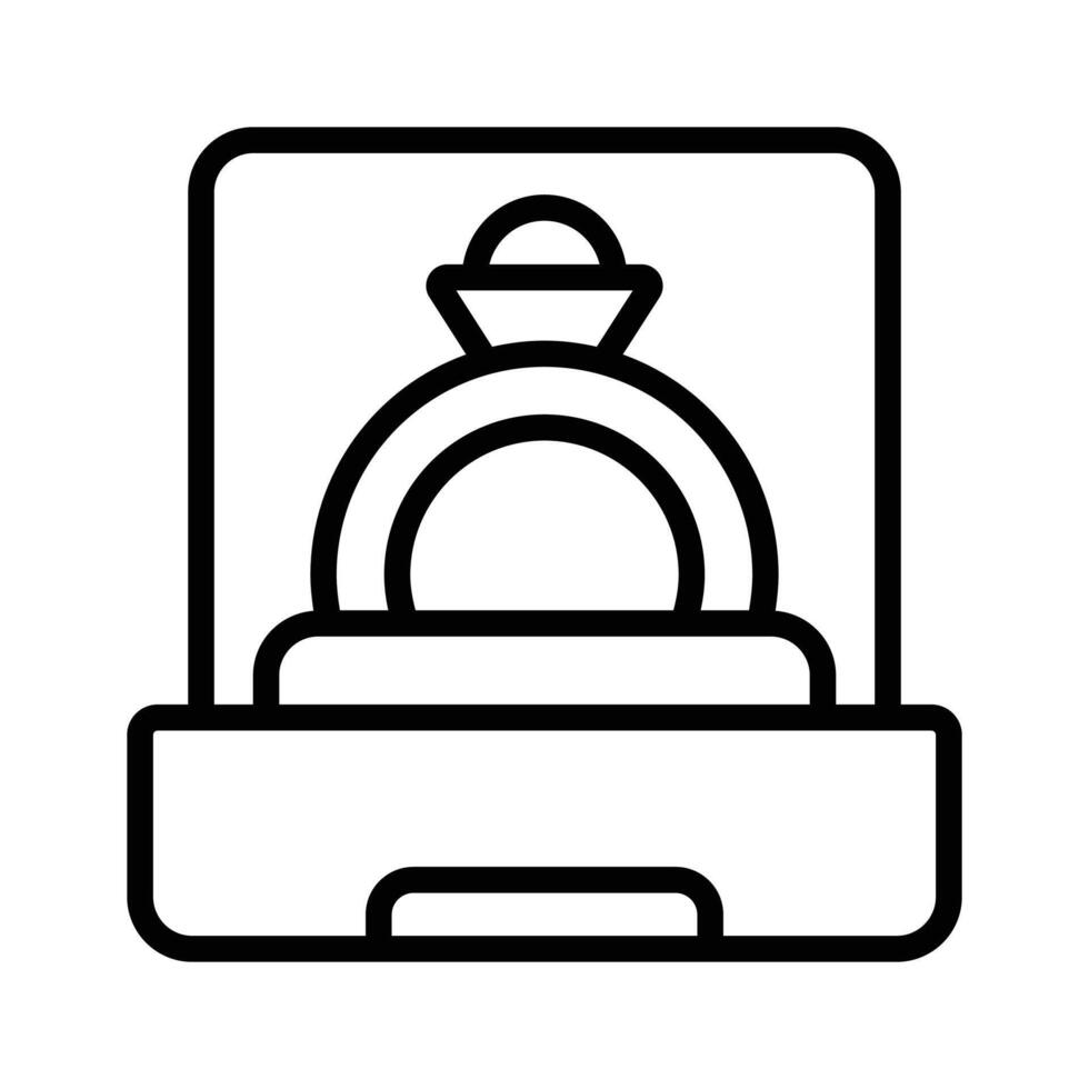 Engagement ring inside case, icon of proposal ring vector