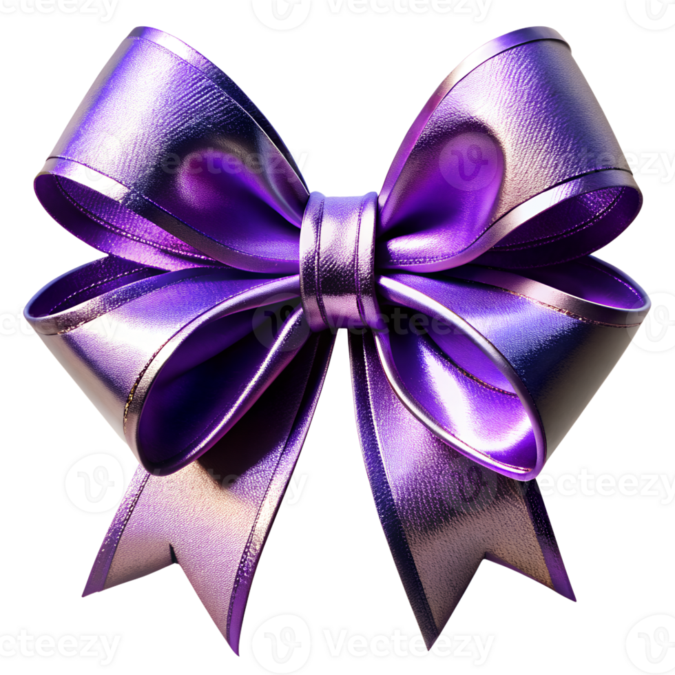 metallic purple color ribbon bow isolated on background png