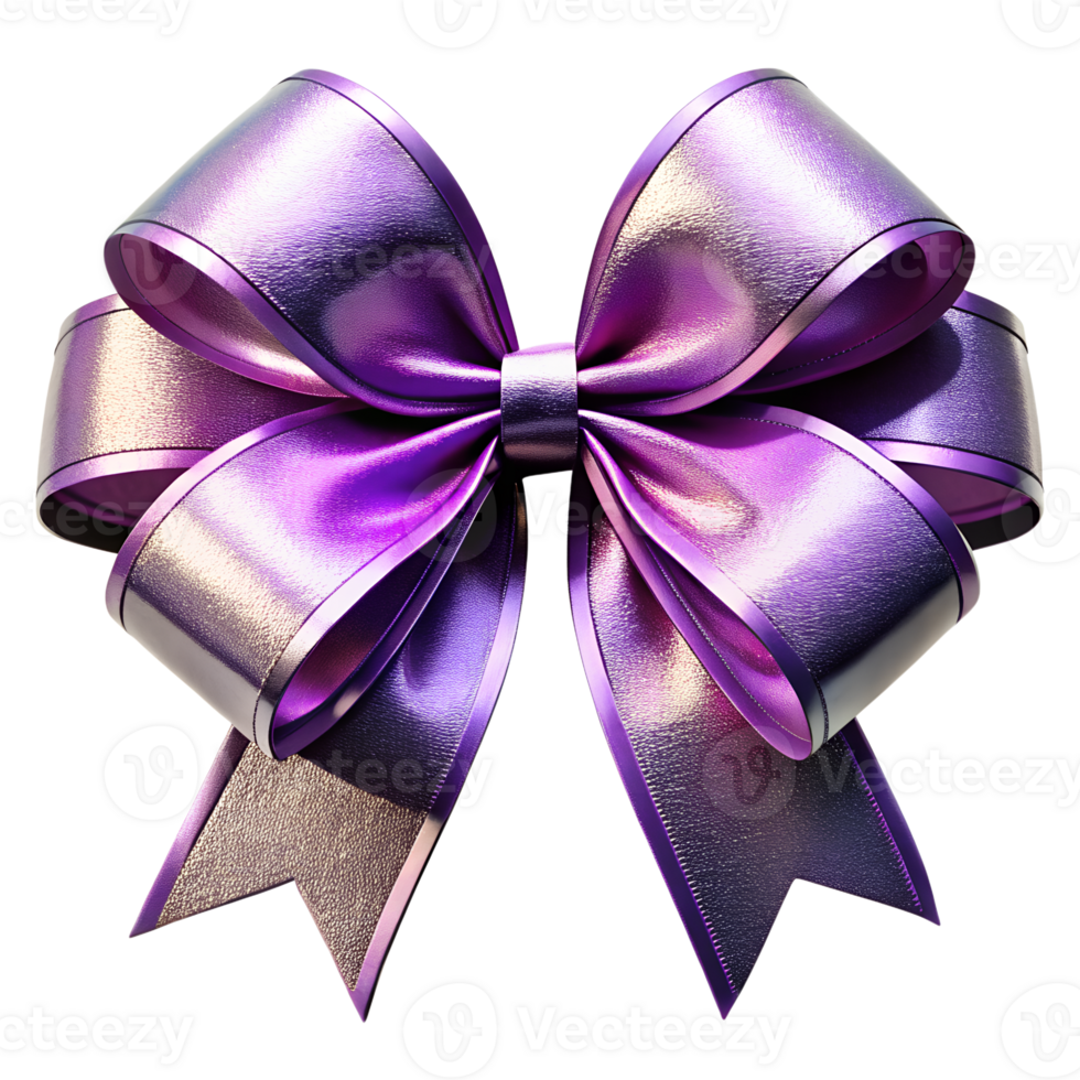 metallic purple color ribbon bow isolated on background png