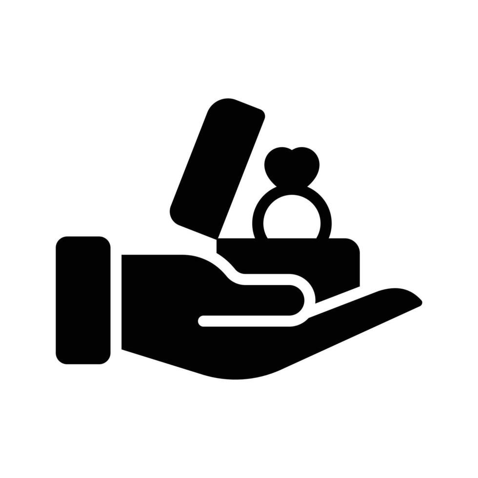 Heart ring on hand showing concept icon of wedding proposal in trendy style vector