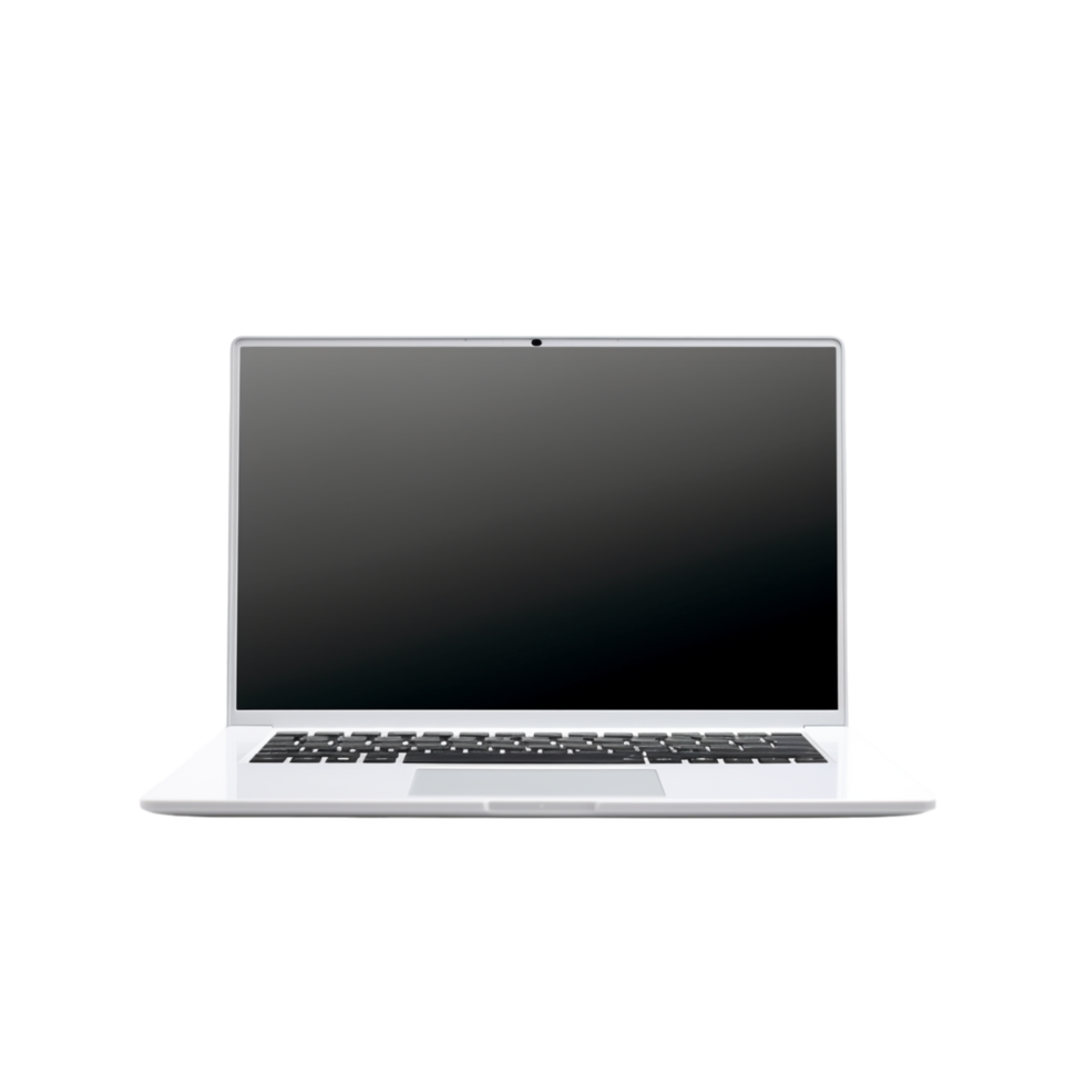 generated ai Open laptop top view with blank screen png