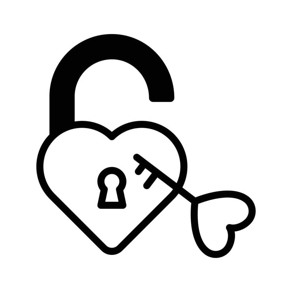 heart shape lock with love key, icon of love padlock vector