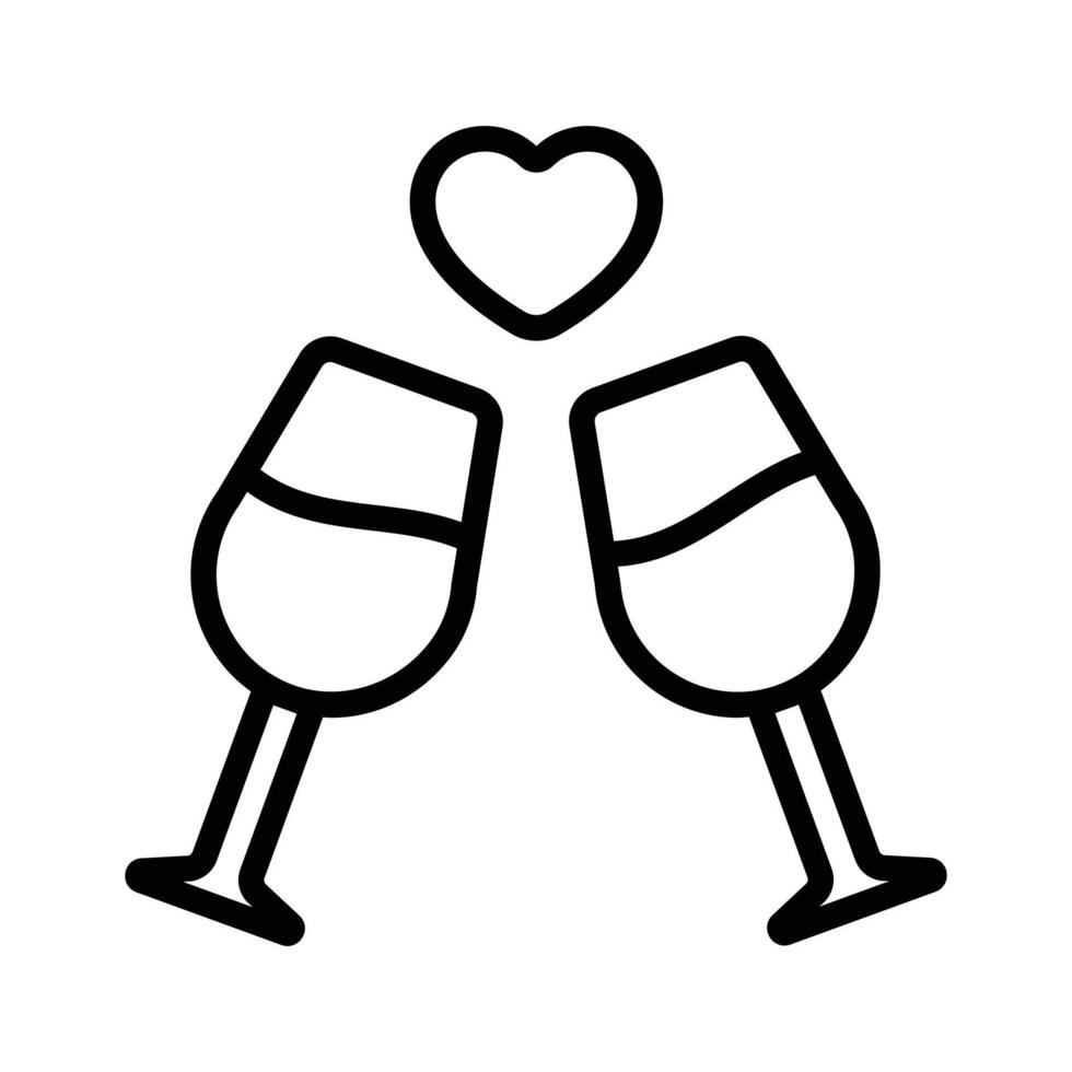 Wine glass with heart denoting icon of love toast vector