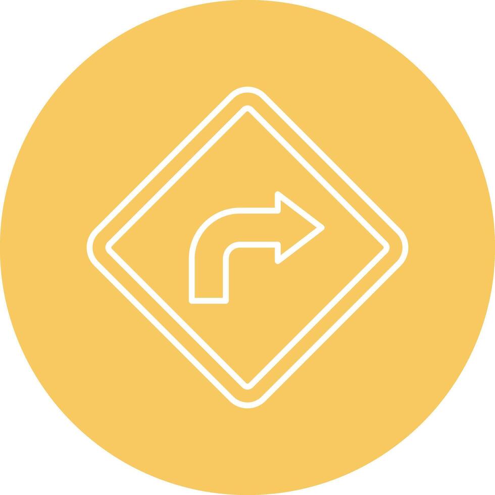 Turn Right Line Circle Icon Design vector