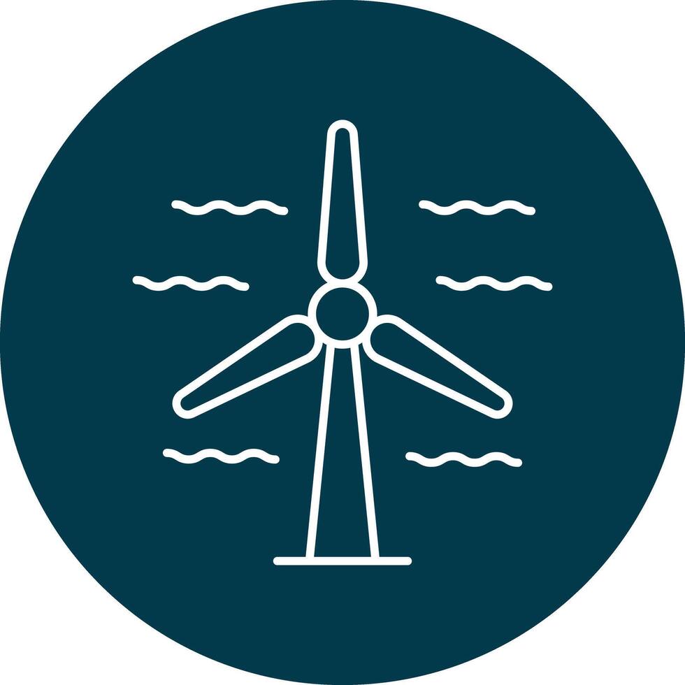 Wind Turbine Line Circle Icon Design vector