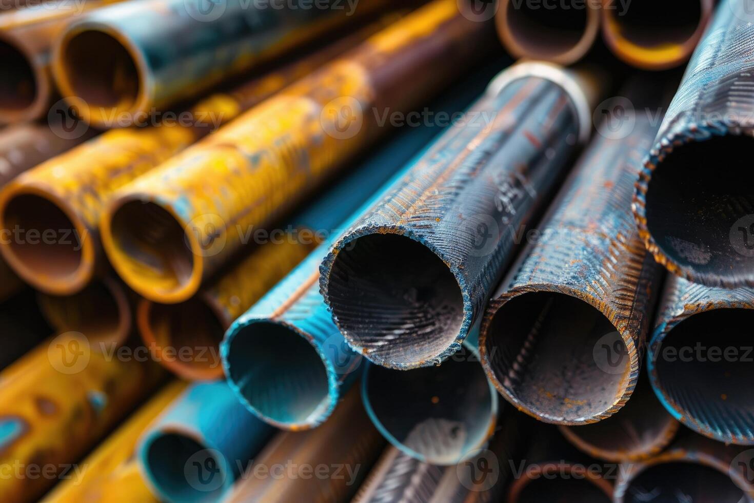 Metal pipes for construction industries. photo